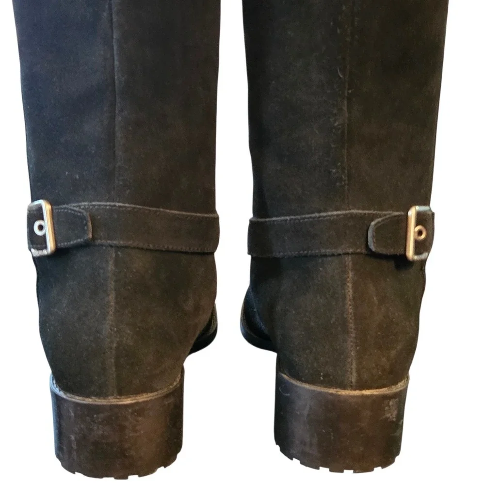 Cole Haan Grand.OS Indiana Waterproof Black Suede Knee High Boots D42391 Size 9B